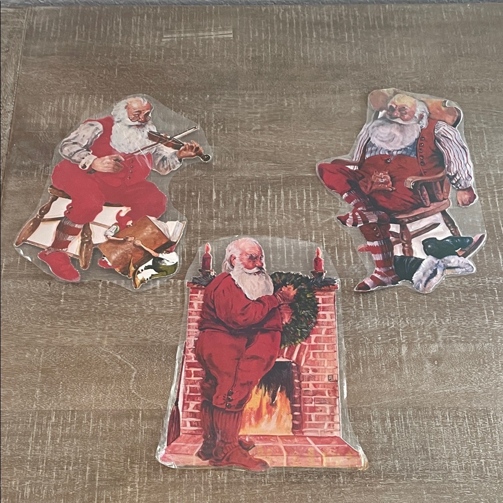 Vintage Die-cut Santa Claus Holiday Christmas Decorations, Set of Three